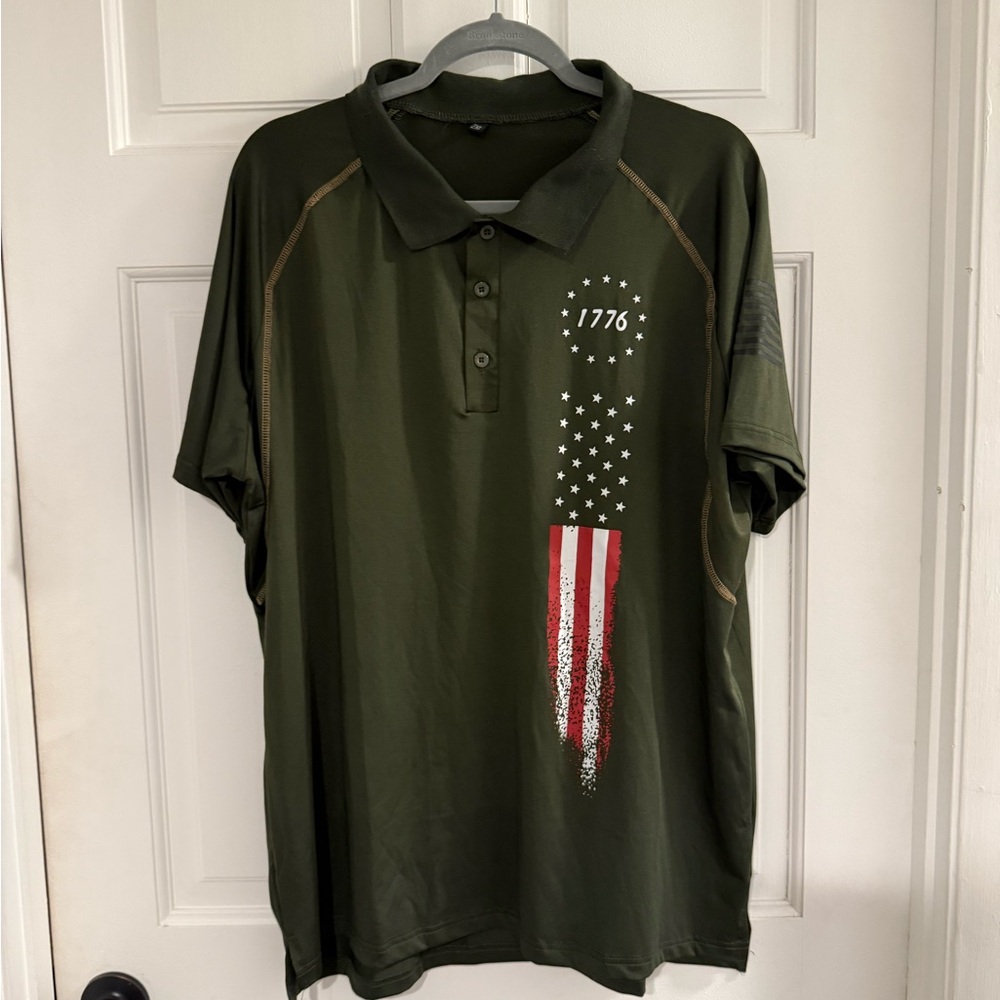 Men's Green Polo Shirt with 1776 Design